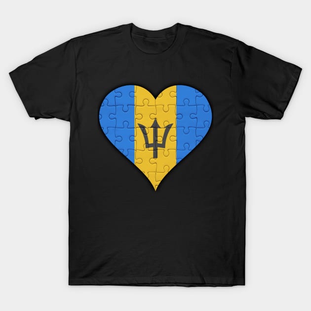 Barbadian Jigsaw Puzzle Heart Design - Gift for Barbadian With Barbados Roots T-Shirt by Country Flags